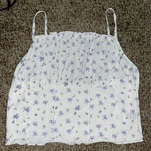 SHEIN white with purple flowers tank top